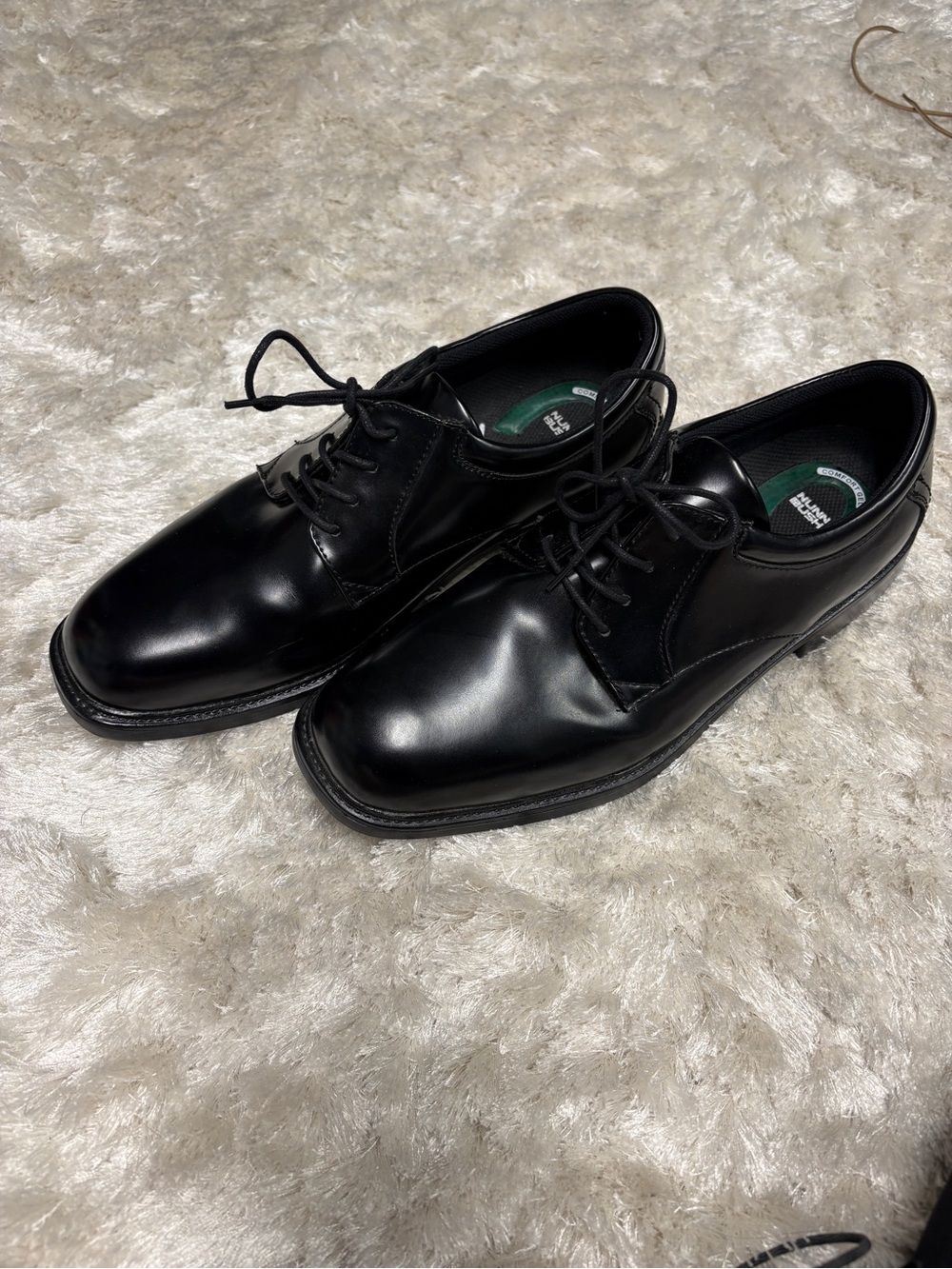 Nunn Bush Black Leather Plain Toe Oxford Dress Shoes w/ comfort gel insoles